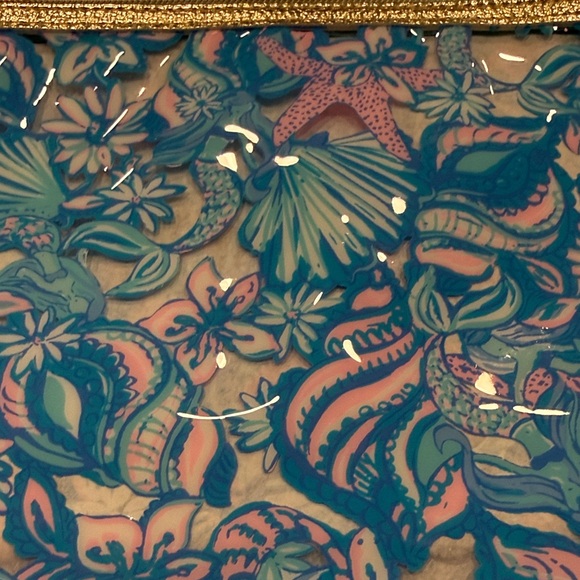 Floral Blue and Pink Plastic Clutch - Picture 3 of 9